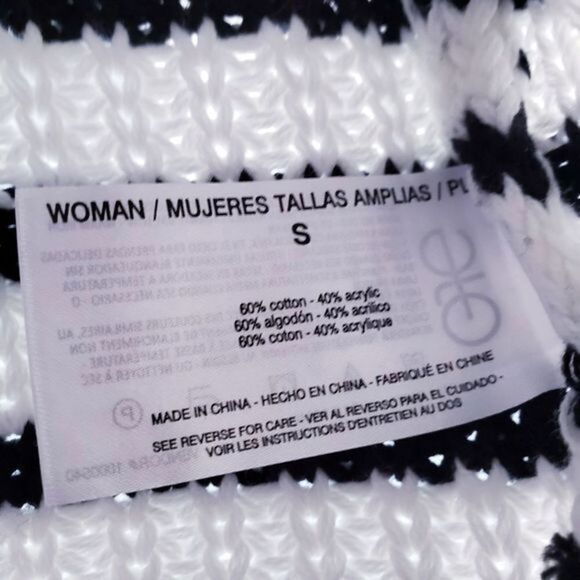 Ella‎ Moss Black and White Striped Chunky Knit Sweater - Picture 4 of 6